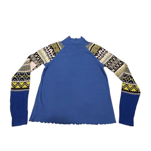 Free People NWT Prism Fair Isle Pullover Top, Blue Bell Combo, L - Picture 4 of 8